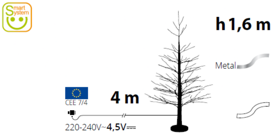 Albero luminoso decorazione natalizia a led luce calda con microled