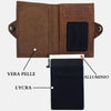 Sei G portacarte safe magnetic silver con custodia in pelle marrone