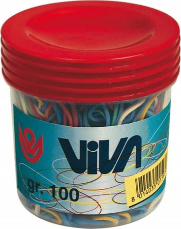 Elastici - gomma - misure e colori assortiti - Viva - barattolo da 100 gr Cancelleria e prodotti per ufficio/Archivio ufficio e accessori per scrivania/Nastri colle elastici e graffette/Elastici Eurocartuccia - Pavullo, Commerciovirtuoso.it
