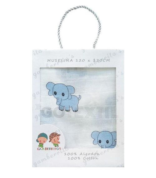 Mussola Elefante 120x120 Azzurra