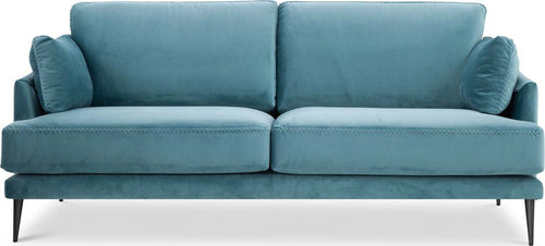 Elegante-Divano-2-Posti-Maxi-L162-x-P82-x-H82-cm-in-Tessuto-Louvre-Turquoise-con-Piedi-in-Metallo-e-Cuscini-in-Poliuretano-Espanso-Ecologico