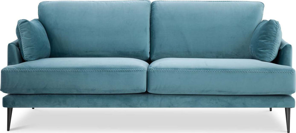 Elegante-Divano-2-Posti-Maxi-L162-x-P82-x-H82-cm-in-Tessuto-Louvre-Turquoise-con-Piedi-in-Metallo-e-Cuscini-in-Poliuretano-Espanso-Ecologico