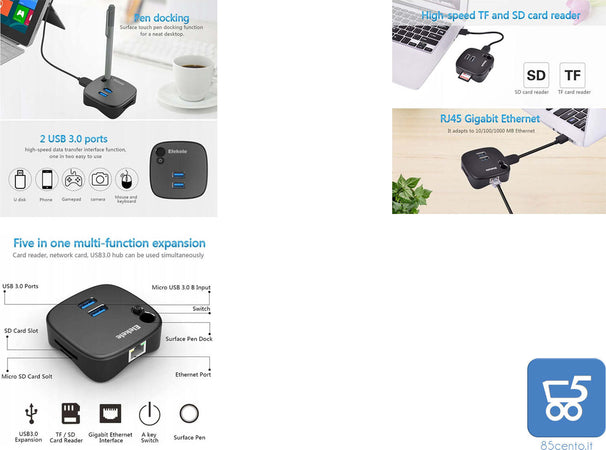 Elekele ETC1004 Adattatore Multifunzione Hub 3.0 WiFi Modem Wireless