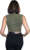 Elena-Bis---Gilet-Smanicato-Donna-Verde-in-vero-Camoscio