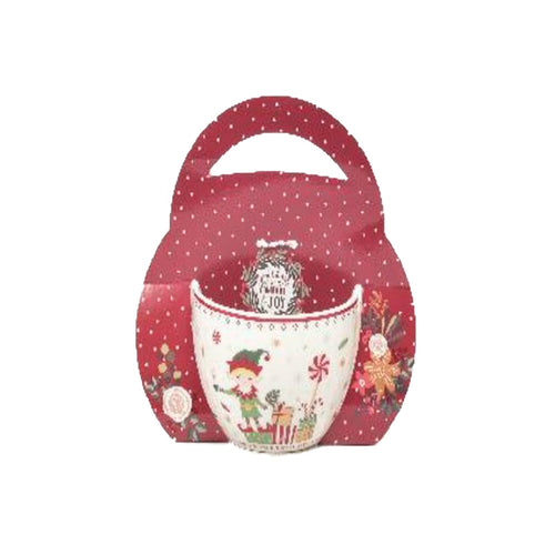 Tazza di natale con elfo natalizio in porcellana 340 ml per decorazione natalizia