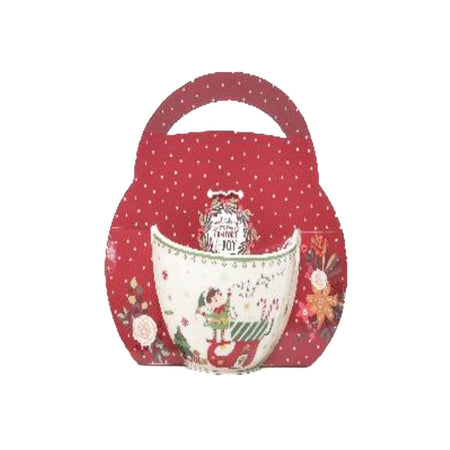 Tazza di natale con elfo natalizio in porcellana 340 ml per decorazione natalizia