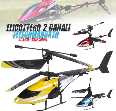Elicottero Telecomandato 2 Canali Lungo 20 Cm Uso Interno Esterno Vari Colori Giochi Telecomandati Trade Shop italia - Napoli, Commerciovirtuoso.it