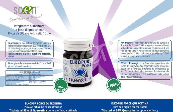 Elkopur-Force-Quercetina-pura,-30-capsule-da-500-mg.-con-200-mg.-di-Quercetina-titolata-93%-in-Quercetina,-Vegetarian-e-Vegan-ok,-Rinforza-il-sistema-immunitario,-Antiossidante,-prodotto-in-Italia