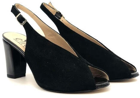 ELLEN Sandalo donna in camoscio nero tacco 75