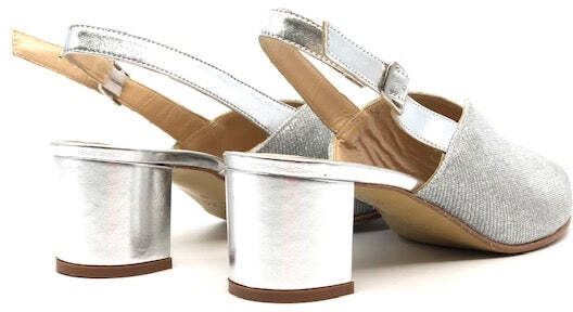 ELLEN Sandalo donna in lurex argento tacco 50
