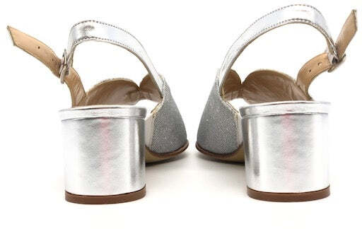 ELLEN Sandalo donna in lurex argento tacco 50