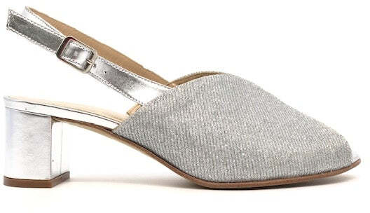 ELLEN Sandalo donna in lurex argento tacco 50