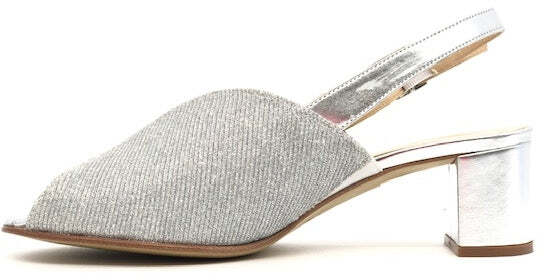 ELLEN Sandalo donna in lurex argento tacco 50