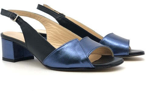 ELLEN Sandalo donna laminato blu tacco 45