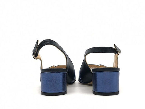 ELLEN Sandalo donna laminato blu tacco 45