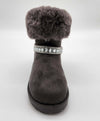 Elsa - Stivaletti in camoscio con pelliccia e strass donna