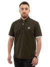 CANALI Polo Canali manica corta verde kaki da uomo