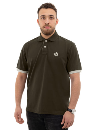 CANALI Polo Canali manica corta verde kaki da uomo