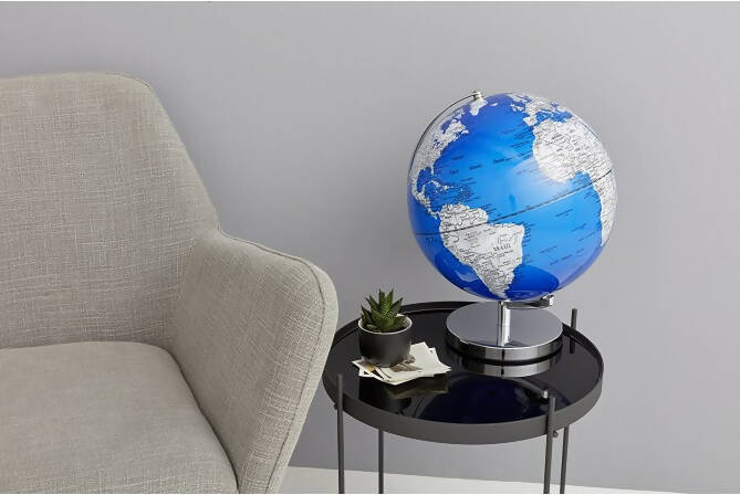 Emform Mappamondo Stellar Con Luce 30x38cm Royal Blue Lampada Mappamondo per Bambin Led