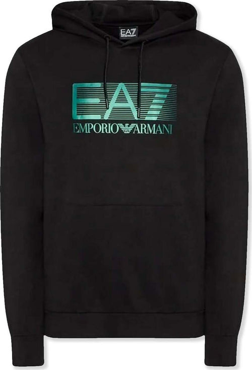 Emporio Armani Ae7 Felpa Uomo Tinta Unita Nera Con Stampa a Contrasto Felpa Casual Con Cappuccio Vestibilità Regolare Moda/Uomo/Abbigliamento/Felpe/Felpe con cappuccio Euforia - Bronte, Commerciovirtuoso.it
