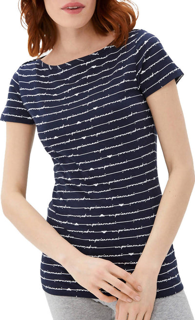 Emporio Armani Underwear T-shirt Donna Maglia Maniche Corte Blu e Bianca Maglietta Girocollo Logo Armani T-HIRT DONNA EMPORIO ARMANI UNDERWWEAR Euforia - Bronte, Commerciovirtuoso.it