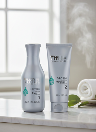 Emsibeth thermal aqvaceremony kit composto da gentle calming shampoo 250 ml e gentle revitalizing conditioner 200 ml.