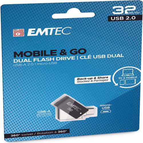 Emtec - Dual USB2.0 T260 - micro-USB - ECMMD32GT262B - 32GB Elettronica/Informatica/Dispositivi archiviazione dati/Dispositivi archiviazione dati esterni/PenDrive Eurocartuccia - Pavullo, Commerciovirtuoso.it
