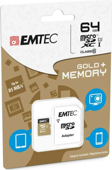 Emtec - Micro SDXC Class 10 Gold + con Adattatore - ECMSDM64GXC10GP - 64GB Elettronica/Informatica/Dispositivi archiviazione dati/Dispositivi archiviazione dati esterni/Schede di memoria/Schede Multimedia Eurocartuccia - Pavullo, Commerciovirtuoso.it