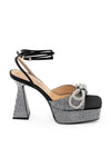 MACH & MACH Sandali Plateau Nero con Cristalli Doppio Fiocco Mach & Mach da donna