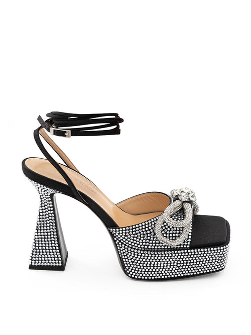 MACH & MACH Sandali Plateau Nero con Cristalli Doppio Fiocco Mach & Mach da donna