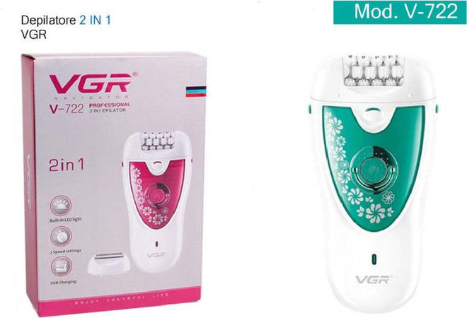 Epilatore-Depilatore-2in1-Rasoio-Professionale-Elettrico-Senza-Fili-Trimmer-V722