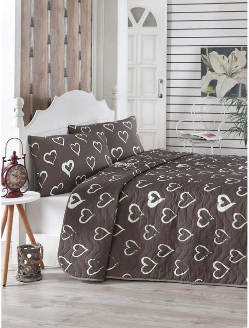 EPONJI TRAPUNTA SINGOLA MARRONE CON CUORI Casa e cucina/Tessili per la casa/Biancheria da letto/Coperte e trapunte/Trapunte Scontolo.net - Potenza, Commerciovirtuoso.it