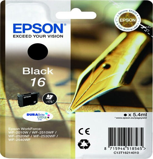 Epson - Cartuccia ink - 16 - Nero - C13T16214012 - 5 4ml Elettronica/Informatica/Stampanti e accessori/Accessori per stampanti a inchiostro e laser/Cartucce d'inchiostro Eurocartuccia - Pavullo, Commerciovirtuoso.it