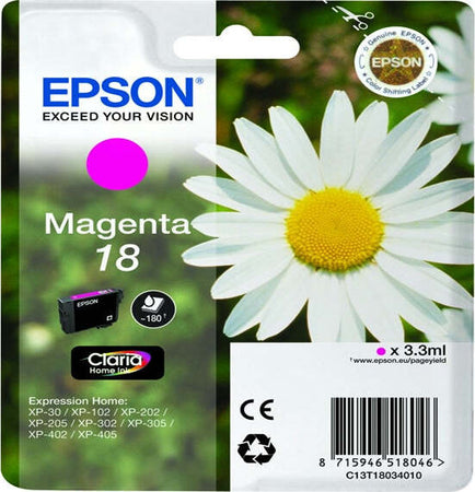 Epson - Cartuccia ink - 18 - Magenta - C13T18034012 - 3 3ml Elettronica/Informatica/Stampanti e accessori/Accessori per stampanti a inchiostro e laser/Cartucce d'inchiostro Eurocartuccia - Pavullo, Commerciovirtuoso.it
