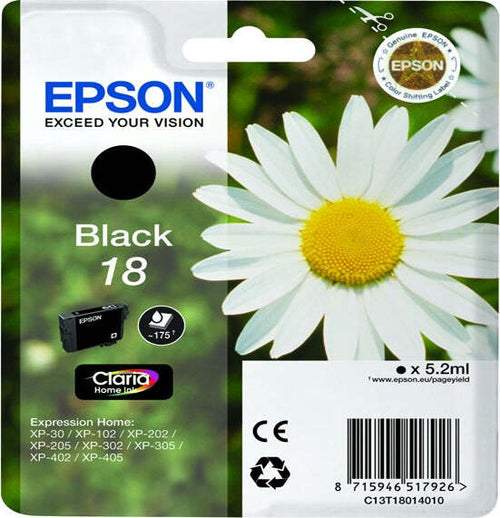 Epson - Cartuccia ink - 18 - Nero - C13T18014012 - 5 2ml Elettronica/Informatica/Stampanti e accessori/Accessori per stampanti a inchiostro e laser/Cartucce d'inchiostro Eurocartuccia - Pavullo, Commerciovirtuoso.it