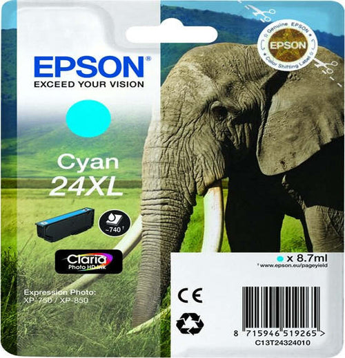 Epson - Cartuccia ink - 24XL - Ciano - C13T24324012 - 8 7ml Elettronica/Informatica/Stampanti e accessori/Accessori per stampanti a inchiostro e laser/Cartucce d'inchiostro Eurocartuccia - Pavullo, Commerciovirtuoso.it