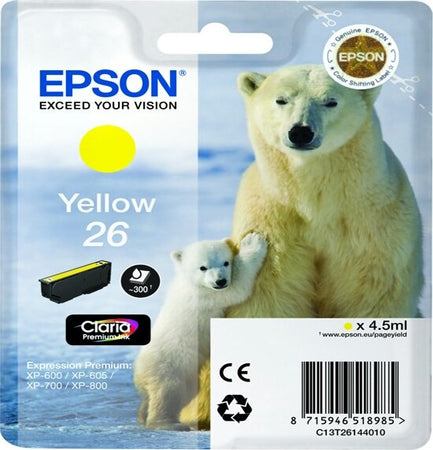 Epson - Cartuccia ink - 26 - Giallo - C13T26144012 - 4 5ml Elettronica/Informatica/Stampanti e accessori/Accessori per stampanti a inchiostro e laser/Cartucce d'inchiostro Eurocartuccia - Pavullo, Commerciovirtuoso.it