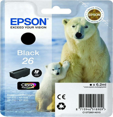 Epson - Cartuccia ink - 26 - Nero - C13T26014012 - 6 2ml Elettronica/Informatica/Stampanti e accessori/Accessori per stampanti a inchiostro e laser/Cartucce d'inchiostro Eurocartuccia - Pavullo, Commerciovirtuoso.it