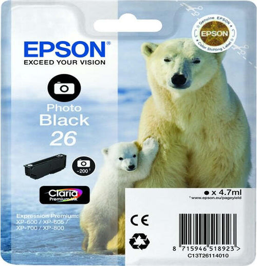 Epson - Cartuccia ink - 26 - Nero Photo - C13T26114012 - 4 7ml Elettronica/Informatica/Stampanti e accessori/Accessori per stampanti a inchiostro e laser/Cartucce d'inchiostro Eurocartuccia - Pavullo, Commerciovirtuoso.it