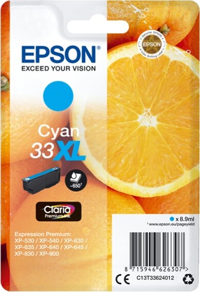 Epson - Cartuccia ink - 33XL - Ciano - C13T33624012 - 8 9ml Elettronica/Informatica/Stampanti e accessori/Accessori per stampanti a inchiostro e laser/Cartucce d'inchiostro Eurocartuccia - Pavullo, Commerciovirtuoso.it