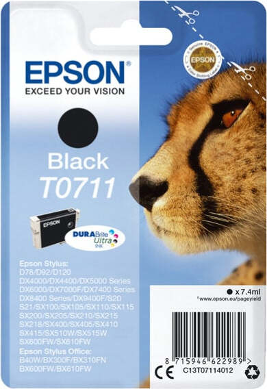 Epson - Cartuccia ink - Nero - T0711 - C13T07114012 - 7 4ml Elettronica/Informatica/Stampanti e accessori/Accessori per stampanti a inchiostro e laser/Cartucce d'inchiostro Eurocartuccia - Pavullo, Commerciovirtuoso.it