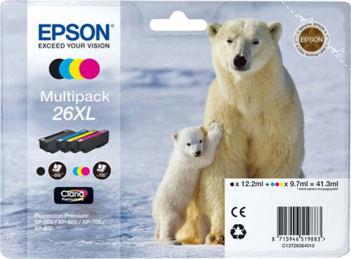Epson - Multipack Cartuccia ink - 26Xl - C-M-Y-K - C13T26364010 - C-M-Y 9 7ml cad - K 12 2ml Elettronica/Informatica/Stampanti e accessori/Accessori per stampanti a inchiostro e laser/Cartucce d'inchiostro Eurocartuccia - Pavullo, Commerciovirtuoso.it