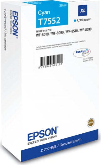 Epson - Tanica - Ciano - T7552 - C13T755240 - 39ml Elettronica/Informatica/Stampanti e accessori/Accessori per stampanti a inchiostro e laser/Cartucce d'inchiostro Eurocartuccia - Pavullo, Commerciovirtuoso.it