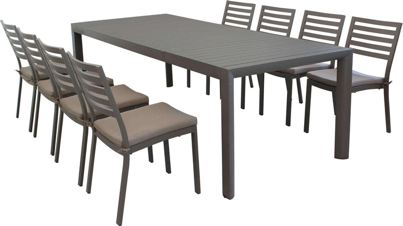 EQUITATUS---set-tavolo-in-alluminio-cm-180/240x100x75-h-con-8-sedute-Taupe-Milani-Home