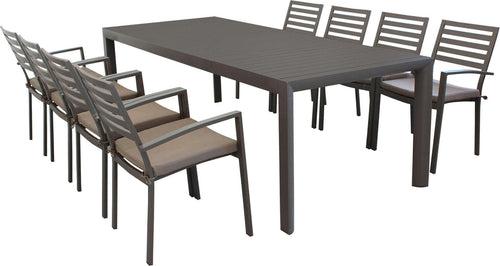 EQUITATUS---set-tavolo-in-alluminio-cm-180/240x100x75-h-con-8-sedute-Taupe-Milani-Home