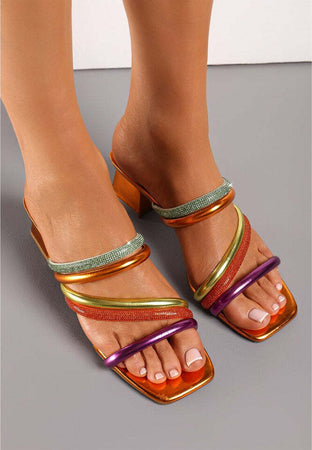 Erika - Sandali stringati con tacco quadrato