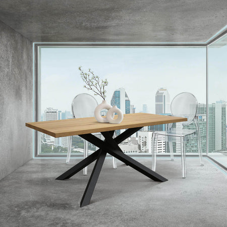 ERIS---tavolo-da-pranzo-cm-90-x-180-NERO-x-76-h-Quercia-Chiaro-Milani-Home