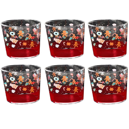 Bicchieri "Candy" in vetro rossi da tavola per decorazione ambienti set da 6