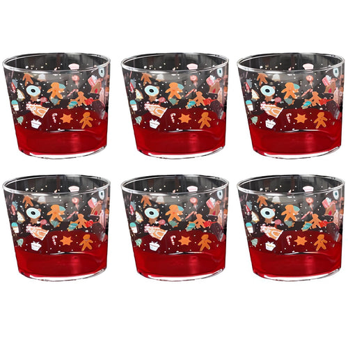 Bicchieri Candy in vetro rossi da tavola per decorazione ambienti set da 6