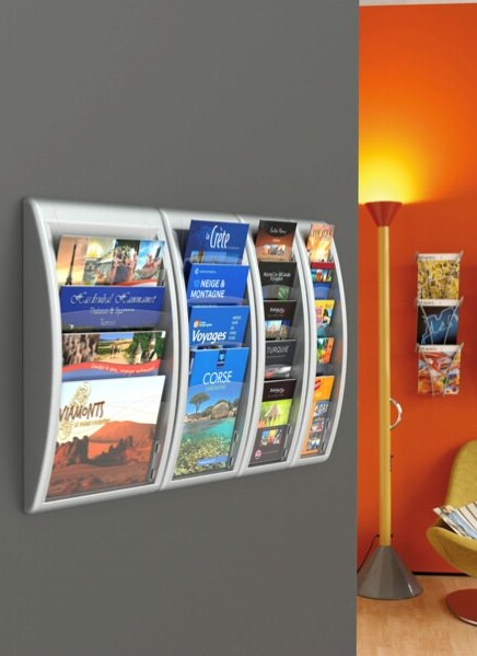 Espositore da parete Quick Fit System - 5 tasche 1-3 A4 - grigio - Paperflow Cancelleria e prodotti per ufficio/Archivio ufficio e accessori per scrivania/Accessori da scrivania e archiviazione/Portabrochure Eurocartuccia - Pavullo, Commerciovirtuoso.it